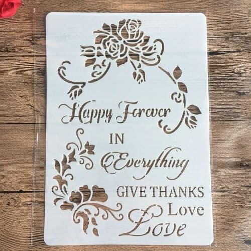 Happy flowers love A4 29*21cm DIY Stencils Wall Painting Scrapbook Coloring Embossing Album Decorative Paper Card Template