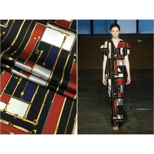 Geometry Chain Fabric New Silk Brand Milk Press Clothing Printed Elasticity Mulberry Products