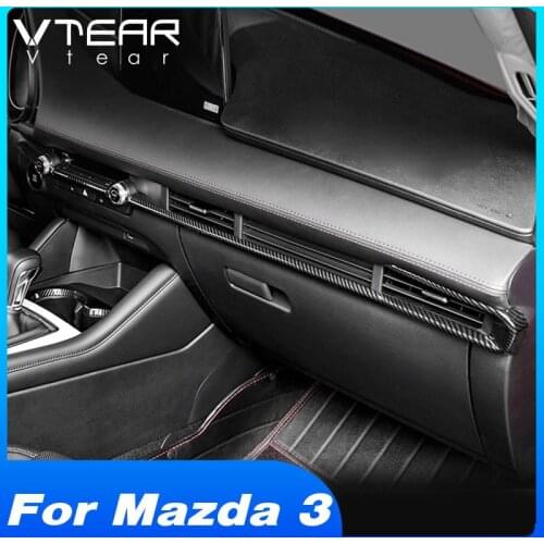 Vtear For Mazda 3 Bp 2020 Accesorios Central Control Trim Cover Interior Mouldings Carbon Fiber Car Modification Sticker