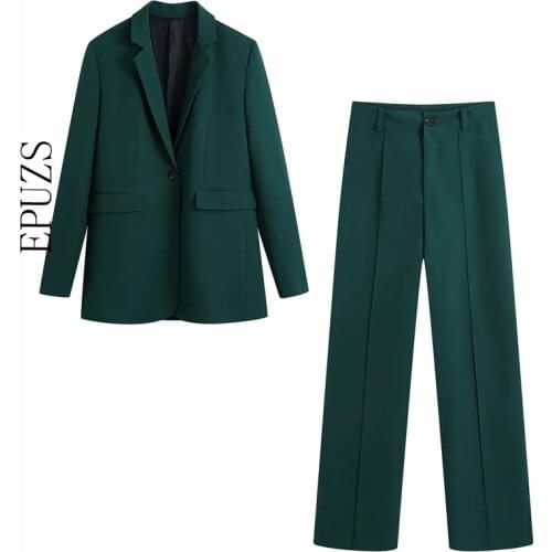 ZA 2021 blazer pant 2 piece set women single button blazer+high wasit pants casual pant suit women blazer set