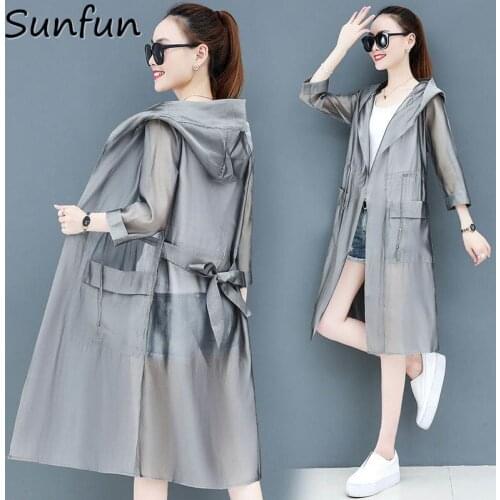 Sunscreen Womens Long Sleeve 2021 Summer New Korean Loose Medium Length Over Knee Versatile Thin Windbreaker Jacket Fashion