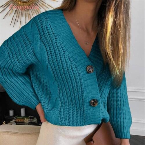 Knit Sweater Women Autumn 2020 Female Casual Long Sleeve Button Cardigan Knitted Sweaters Coat Femme Winter Warm Clothes