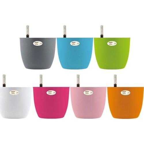 1 Set Multicolor Plastic Self-watering Flower Pot Modern Home Office Desk Garden Succulent Flower Pot A Self-watering System