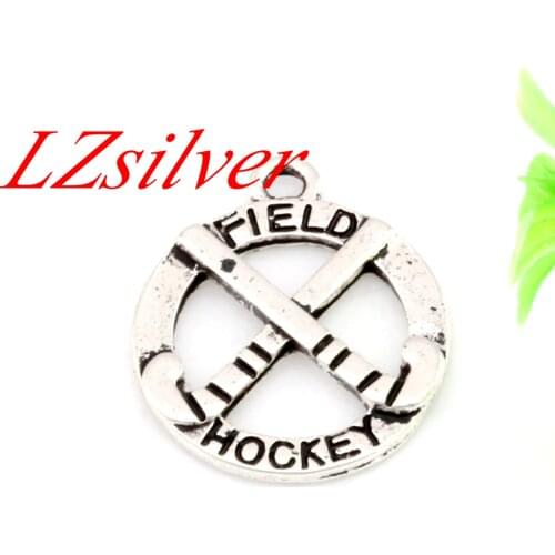 Hot Sale ! 10pcs 19x23mm Zinc Alloy Single-sided Field Hockey Charm DIY Jewelry A-451
