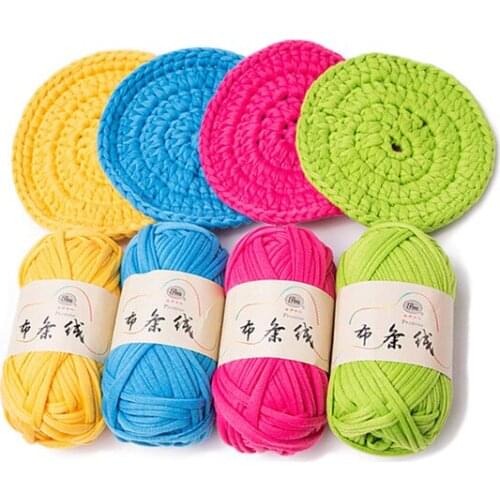 100g/ball Thick Cloth Fabric Strip Yarn 100% Polyester Craft for Hand Knitting Crochet DIY Cushion Blanket Cloth Strip FC143