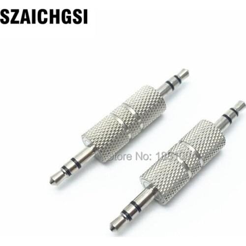 100pcs/lot 3.5mm Stereo Male Plug to Male Plug Audio Adapter 3.5 Jack Headphone Coupler Converter Professional Connector