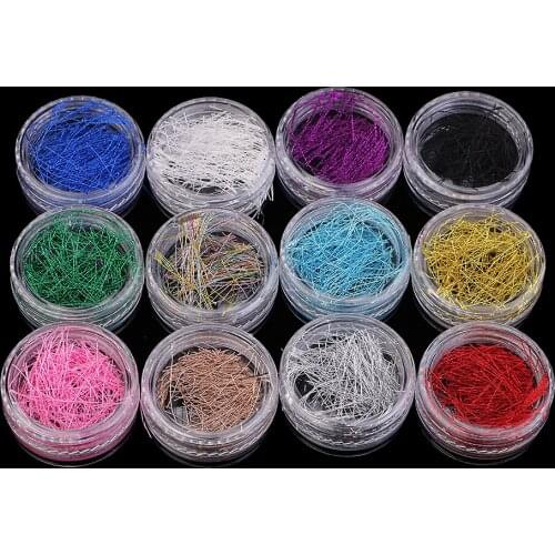 12 Pots/Color Metallic String Thread DIY 3D Nail Art Decoration Glitter Line