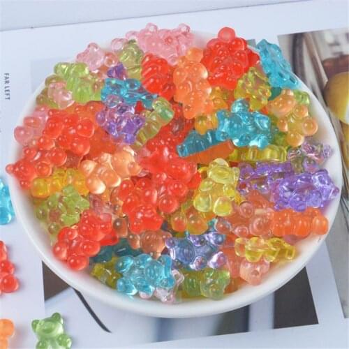 12Pcs Mini Bear Beads Rubber Soft Slime Charms Plasticine Slime Accessories Beads For Crystal Mud Fluffy Slime GXMB