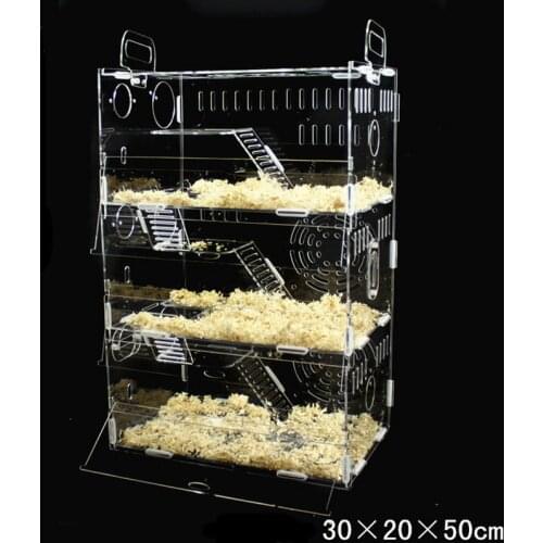 3 Storey Luxury Crystal Hamster Cage Castle House Small Animal Cages Transparent Cages (30*20*50cm)