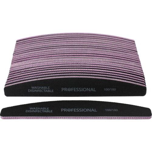 50pcs Sandpaper Nail Files 100/180 Black Sanding Buffer Professional Nail File Boat Manicure Gel Nail Polish Nail Glitter Tools