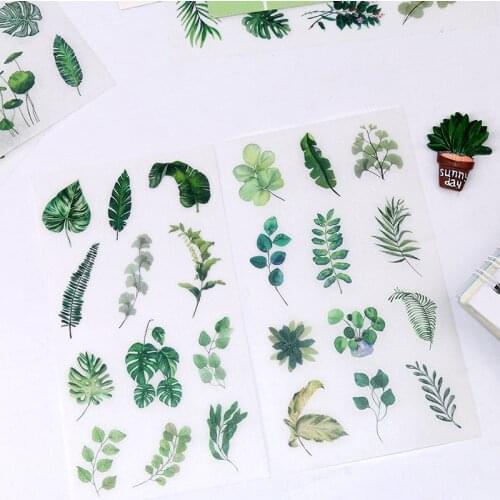 6pcs/lot Plants Green Leaves mini sticker DIY diary decoration sticker Mobile phone album scrapbooking