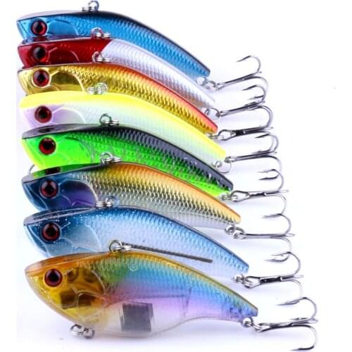 8pcs/lot Vibration Fishing lures 7.5cm/18.6g VIB Plastic Hard Bait Vibe Rattle Hooks Crankbaits Jigs wobbler Fishing