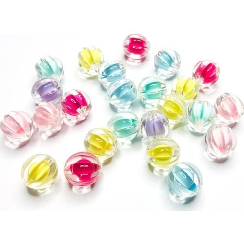 Candy Pumpkin Acrylic Beads Loose Magic Colorful Beads Diy Handmade Charm Jewelry Accessories Material Package 12MM Round Beads
