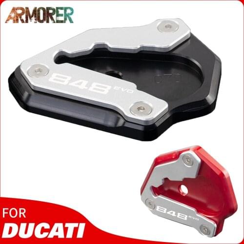 Motorcycle CNC Aluminum Foot Side Stand Enlarge Extension Support Kickstand pad For Ducati 848 evo 848evo 2012 2013