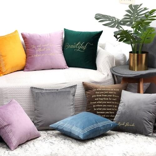 Velvet Embroidered Cushion Covers 45x45 cm High Quality Nodirc 2 Pieces Throw Pillow Cover Home Decoration Elegant Hotel Party