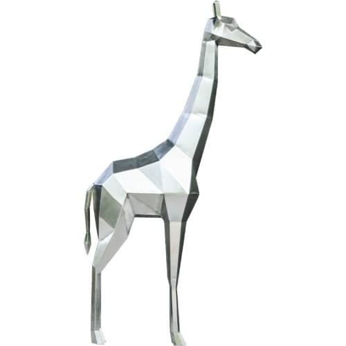 Stainless steel large landing animal landscape sculpture decoration real estate outdoor garden custom geometric Giraffe