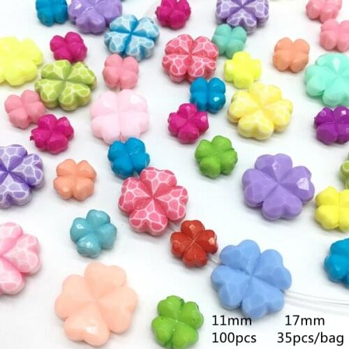 11mm 17mm rainbow heart beads Lucky four-leaf clover beads For Jewelry Making Childrens toy DIY Craft Needlework Accessories