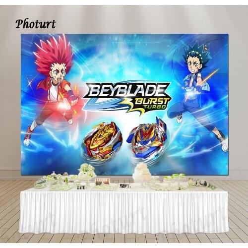 PHOTURT Beyblade Photography Backdrop Boy Birthday Party Background Red Blue Anime Bedroom Decorate Vinyl Photo Studios Props