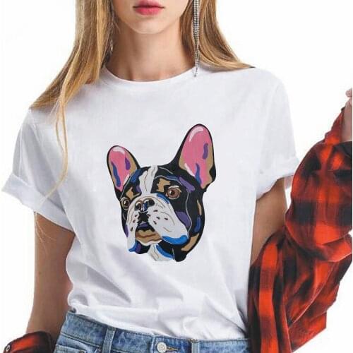 Womens T Shirt French Bulldog Priented Modern Design Short Sleeve Female Exquisite Beautiful Leisucre Basic Summer Top Tee