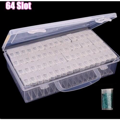New diamond painting 64PCS storage box DIY diamond embroidery storage box mosaic tools beads transparent plastic nail storage