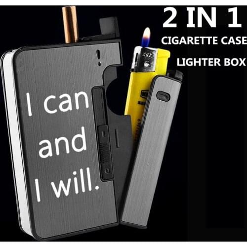 Cigarette Box with Lighter Can Put 10 Cigarettes &1 Lighter Cigarette Case Gadgets for Men Smoking Accessories (without lighter)