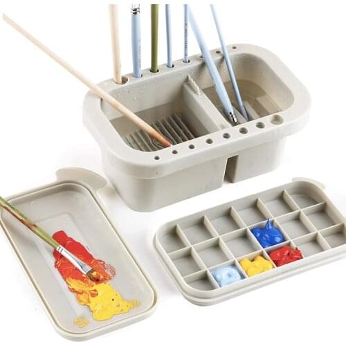Paint Brush Washer Buckets Storage Box With Palette Drying Tool For Watercolor Oil Painting Creative Art supplies