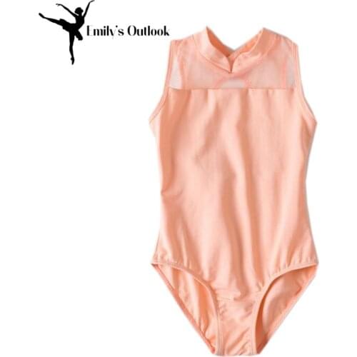 Customized Logo Girls' High-Neck Lace Tank Leotard Team Basic Dancewear Cotton Ballet Gymnastic Camisole Leotard Dark Green