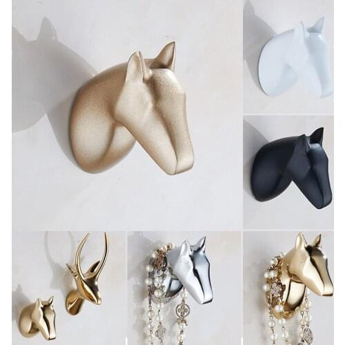Resin Animal Head Hook Hanger Rack Holder Wall Mount Home Room Decor Coat Hat Key Hook