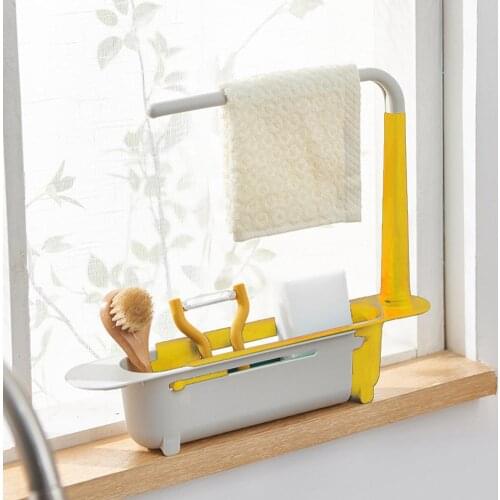 Kitchen Telescopic Sink Organizer Adjustable Sponge Soap Holder Shelf Drainer Rack Storage Basket Kitchen Tool