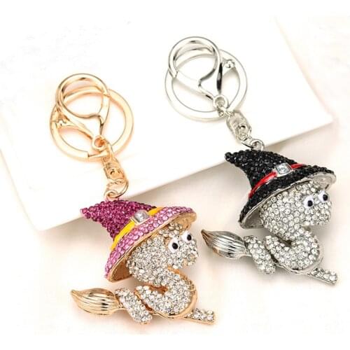 Lovely Exquisite Trinket Witch Snake Keychain Purse Handbag Car Keyring Key Chain Rhinestone Women Jewelry Accessories Girl Gift