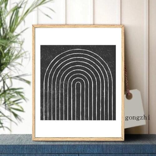 Minimalist Abstract Rainbow Line Nordic Posters Black and White Canvas Painting Prints Wall Art Pictures Living Room Home Decor
