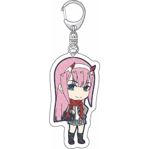 Fashion Anime DARLING In The FRANXX Q Version of Double-sided Transparent Acrylic Key Chain