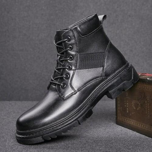 Mens Boots Cow Leather Rubber Ankle Boots Mens Shoes Genuine Leather Work Boots With Fur Winter Warm Footwear Botas De Hombre