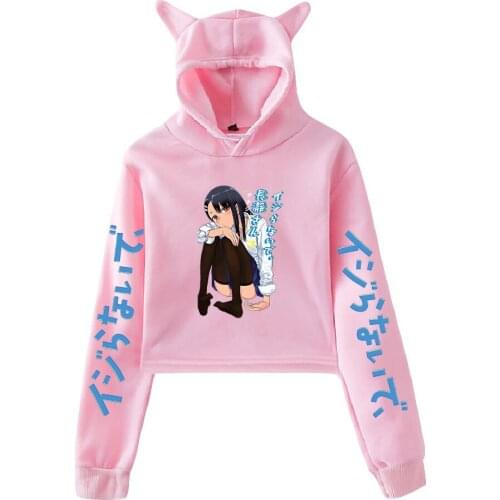 Nagatoro Manga Pullover Cat Cropped Hoodie Crop Top Womens Hoodie Harajuku Streetwear Hip Hop Style Japanese Anime Clothes