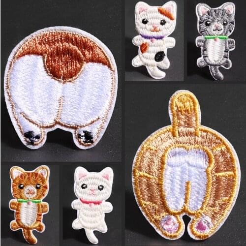 Animal DIY Embroidered Patches Garment Accessory Childrens T-shirt Backpack kitten butt Cartoon decoration ironing Stickers
