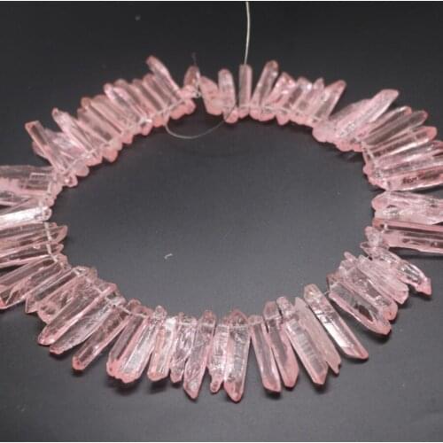 Nautral Pink Stone Necklace Point Pendant Crystal Quartz Bullet Hexagonal Rock Pendulum Column Reiki Healing Chakra Jewelry