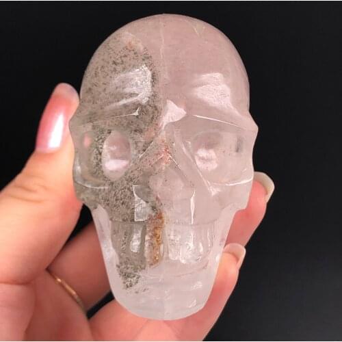 Natural Clear Quartz Crystal Unique Style Skull Hand Carved And Polished Rare Gemstone Home Decoration Collection