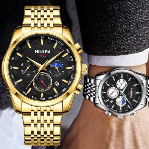 NIBOSI 2021 New Mens Watches Luminous waterproof Fashion Quartz Watch Men Sports Watch Waterproof Black Clock Relogio Masculino