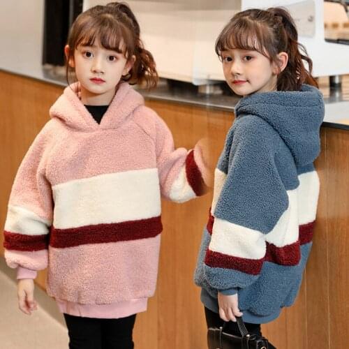 2021Girl Hooded Autumn Winter Thick Warm Girls Coat Children Jacket Winter Girls Fur Coat Kids Outerwear toddlers 110~160 Cotton