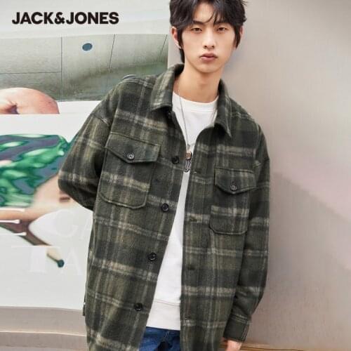 JackJones Spring&Autumn Mens Jacket Male Contrasting Plaid Stand-up Collar Woolen Jacket| 220427020