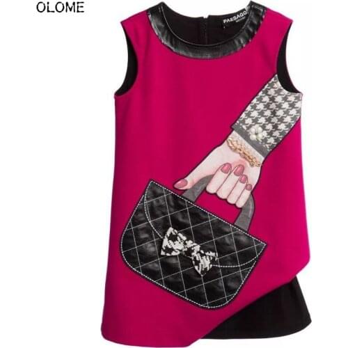 OLOME Fashion Summer Sleeveless Girls Dress Bag Pattern One-piece Dress for Kid Girls Fabulous Comfortable Baby Girls Long Dress