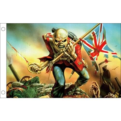 2x3ft/3x5ft/4x6ft Heavy Metal Gift Flag Skull Skeleton Soldier England Banner Durable Enough for Indoor or Outdoor Decorations