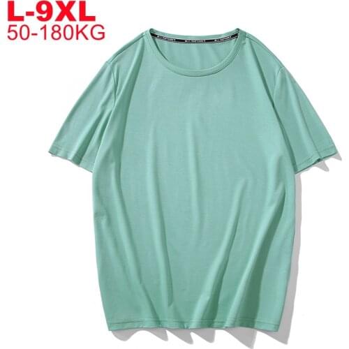Plus Size 7xl 8xl 9xl 158cm 180kg Mens Summer Silk T-shirt Casual Short Sleeve O-neck T Shirt Men Comfortable Solid Tops Tees