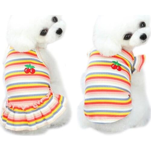 Rainbow Stripe Girl Boy Dog Couples Clothes Summer Cooling Vest Sling Dress for Small Medium Dogs Cat Pet Lovers Tank Top Skirt