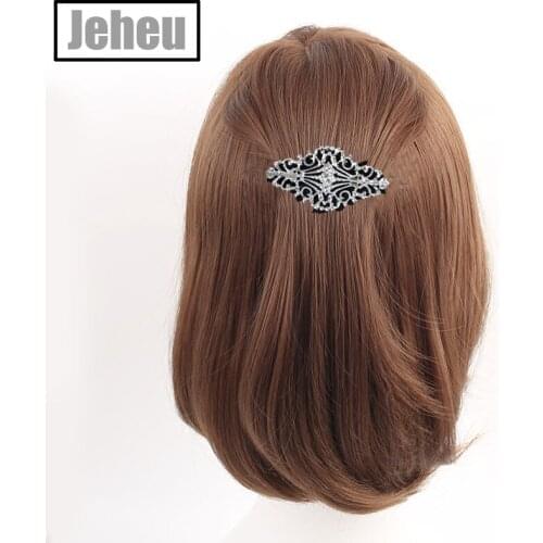 Vintage Hollow Out Design Crystals Satellite Stone Metal French Hair Barrette Fashion Headwear Ornament Jewelry