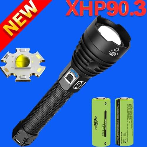 XHP90.3 Most Powerful Led Flashlight Torch Tactical Flashlight 18650 XHP50.2 Rechargeable High Power Telescopic Zoom Flash Light