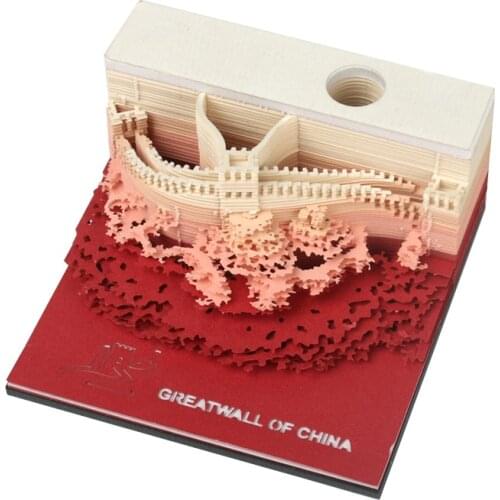 Omoshiroi Block 155Sheets Notepad Great Wall Retro Building Block Memo Cube Design Gift Novelty Note Paper Office Supplies Decor