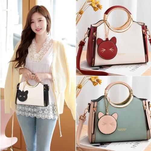 Female ring handbag new fashion shoulder bag simple versatile messenger bag portable small square bag personalized female bag