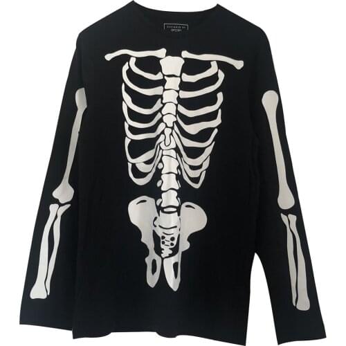 Womens Loose Sweatshirts,2021 Autumn Fashion Casual Varsity Streetwear Skeleton Print Long Sleeve Round Neck T-Shirts