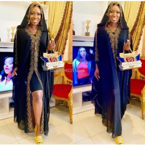 With hood Women Africa Clothing Muslim Long Dress High Quality Length Fashion African Dress For Lady